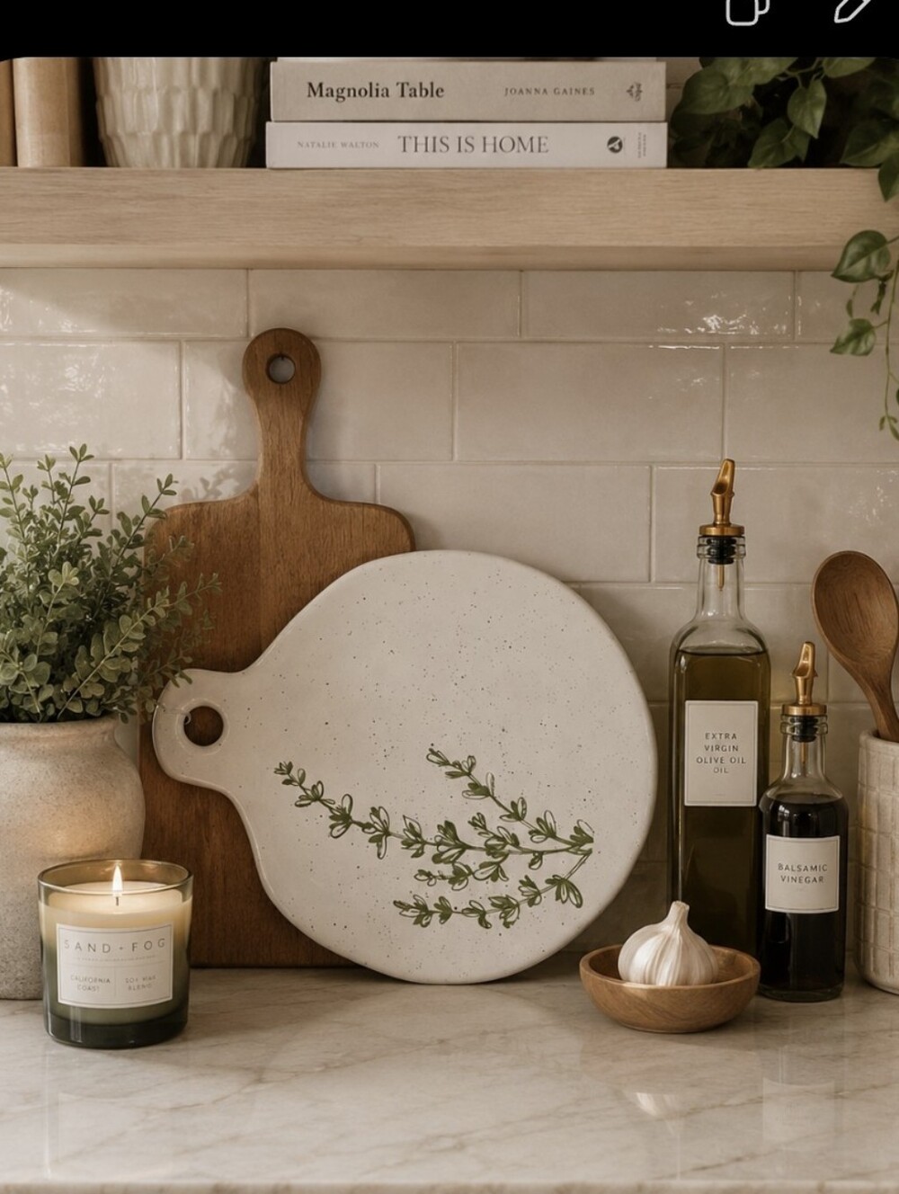 Creamic Cutting Serving Board  Green Leaves Microwave Diswashwer Safe